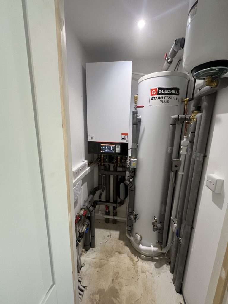 Hot water cylinder for a Viessmann Vitocal 150-A heat pump on a new build in Timsbury